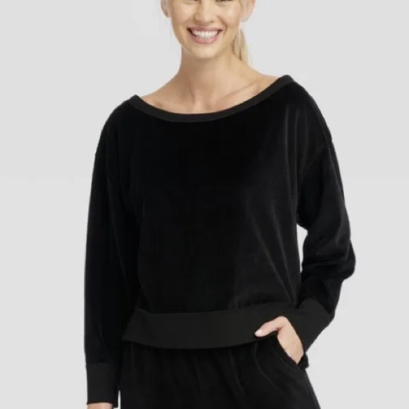 Joy Lab Cropped Boxy Velour Sweatshirt - Picture 2 of 5